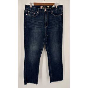 Seven7 Fashion Jeans Women 10 Hayden Straight Leg Cropped High Rise Raw Hem Stre